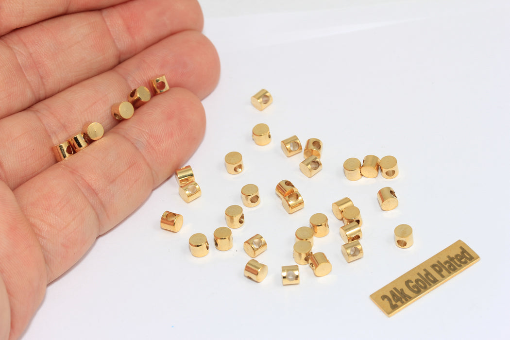 4 mm 24 Ayar Parlak Altın Ara Boncuklar, Katı Boncuklar, Altın BRT802