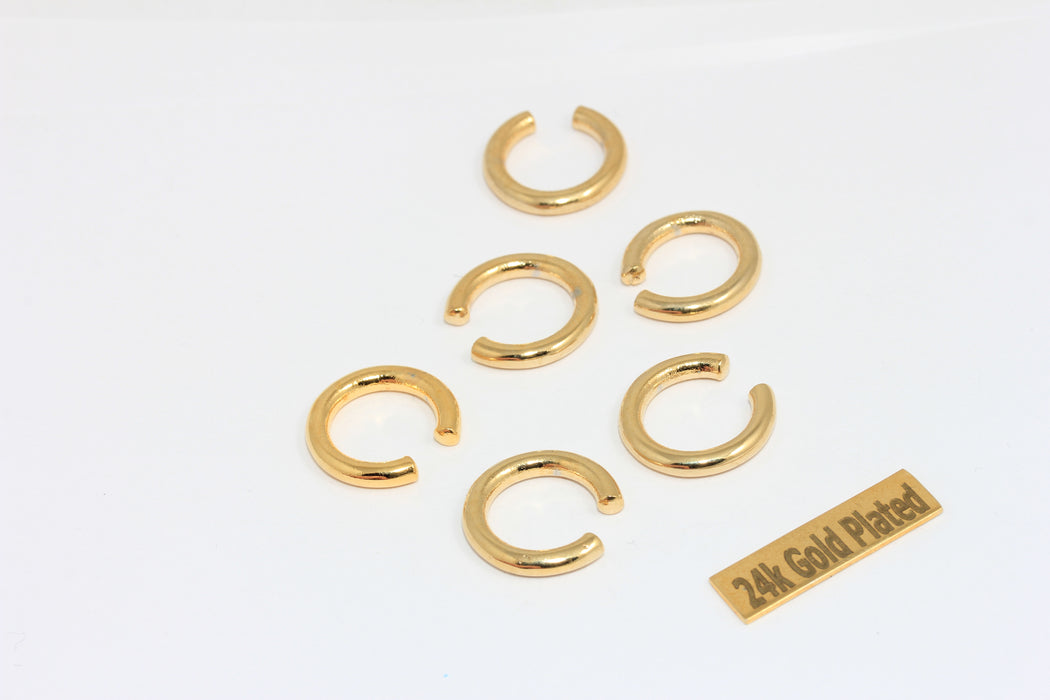15mm 24k Shiny Gold Plated Hoop Ear Cuff, Dainty Ear ,       BRT823
