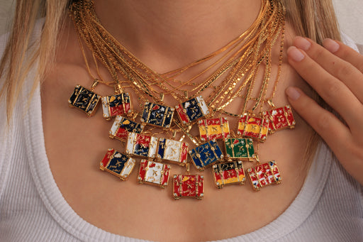 Gold Necklace With Travel Suitcase Pendant