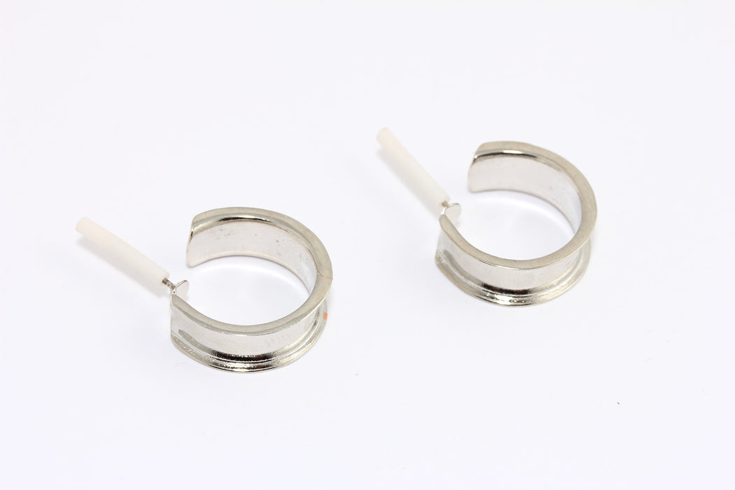 21mm 24k Shiny Gold Ear Cuffs, Channel Hoop Earrings, Inlay Earring Settings, BLK9-4