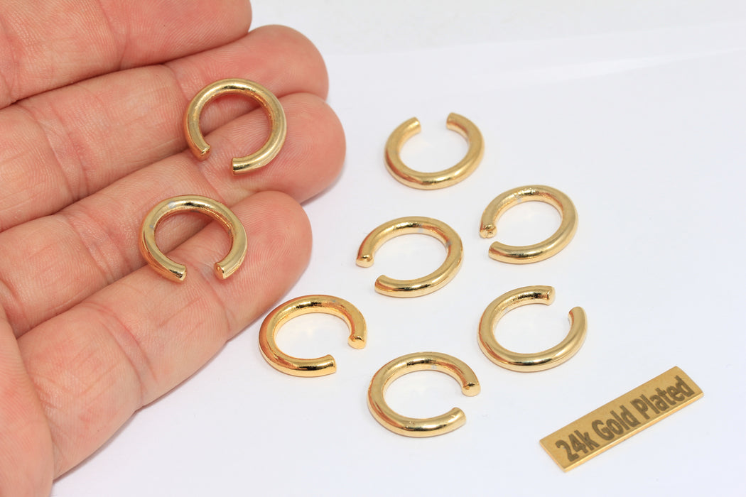 15mm 24k Shiny Gold Plated Hoop Ear Cuff, Dainty Ear ,       BRT823