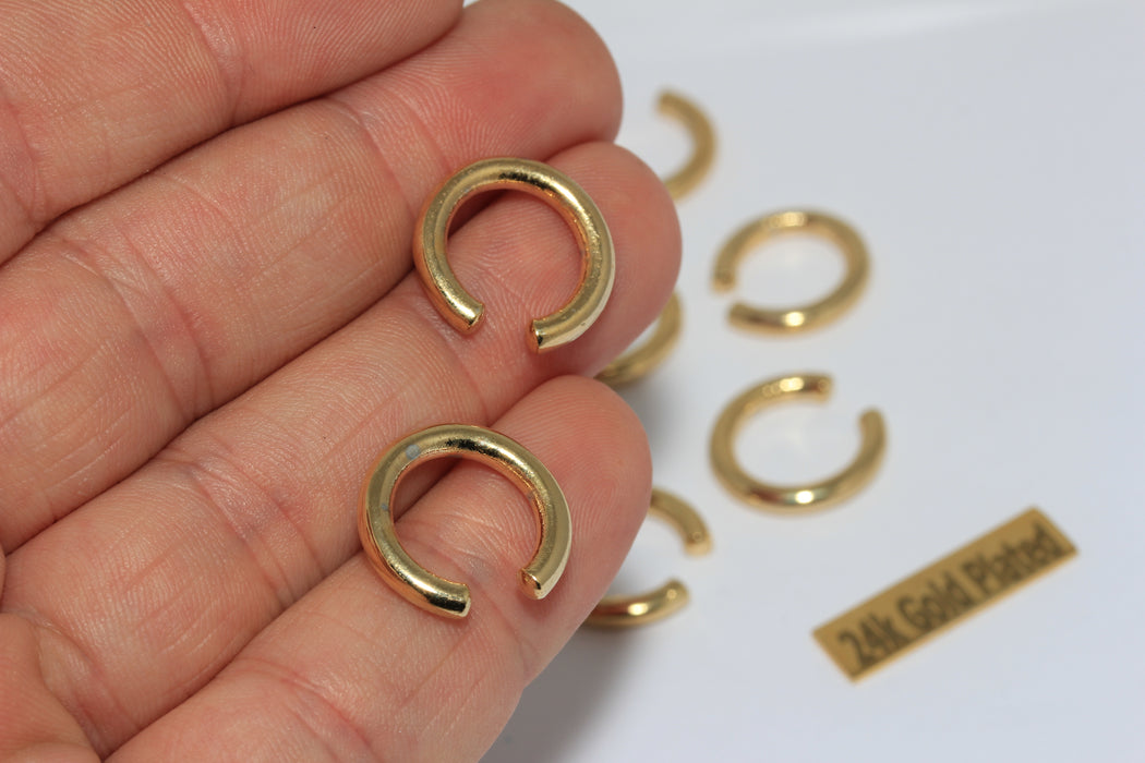 15mm 24k Shiny Gold Plated Hoop Ear Cuff, Dainty Ear ,       BRT823