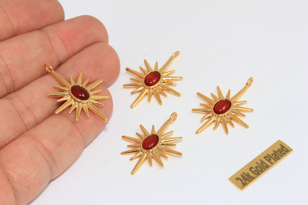 25x32mm 24 ayar Parlak Altın Kuzey Yıldızı Tılsımı, Turuncu, Altın BRT814