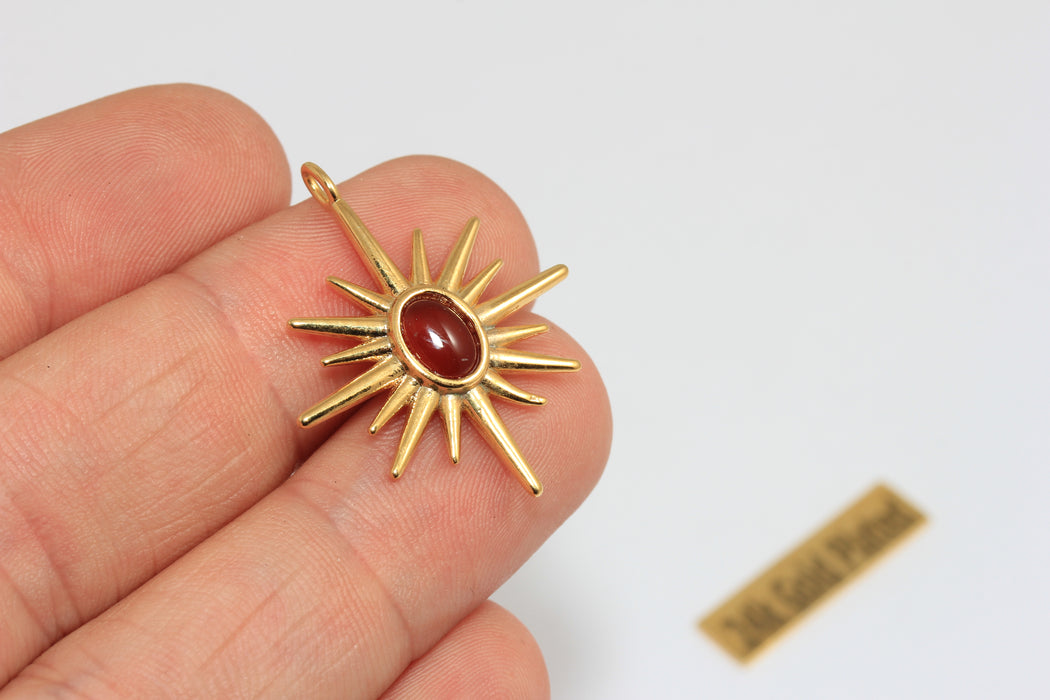 25x32mm 24 ayar Parlak Altın Kuzey Yıldızı Tılsımı, Turuncu, Altın BRT814
