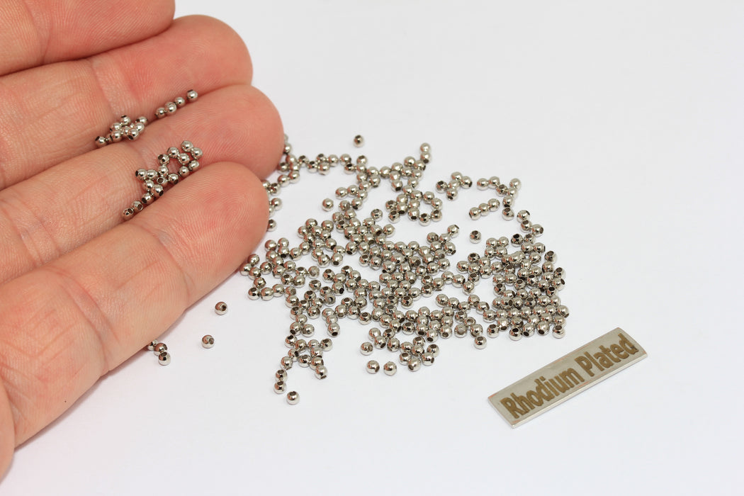 Perline distanziatrici in rodio da 4 mm, distanziatori in argento, distanziatori a rondella, BRT791