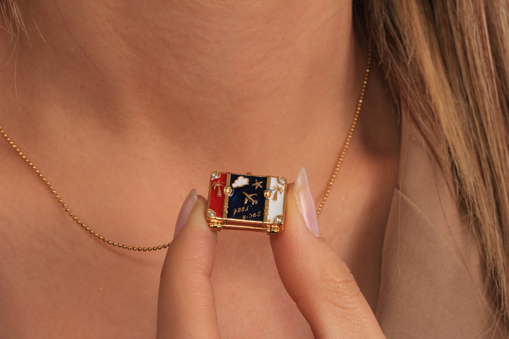 17'' 24 Ayar Parlak Altın Kalp Kolye, Kırmızı Mineli Kalp Kolye,