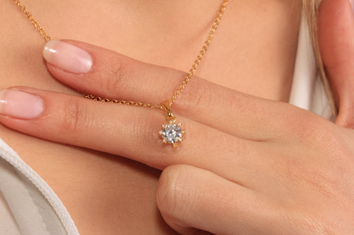 Gold Necklace With Cubic Zirconia Charm
