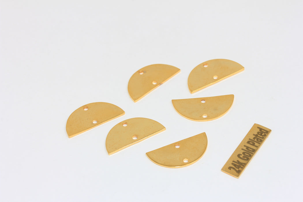 12x24mm 24k Shiny Gold Semicircle, Half Moon Charms,        BRT799