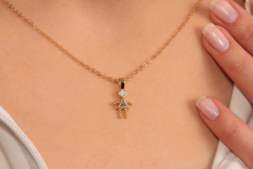 Gold Necklace With Cubic Zirconia Girl Charm