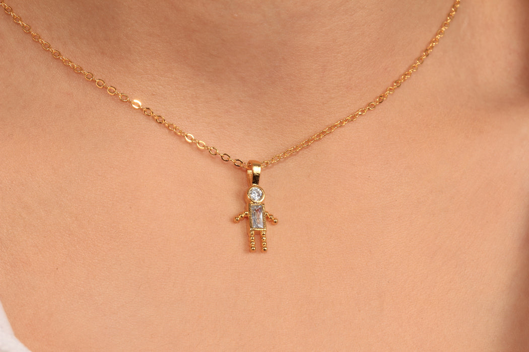 17'' 24 Ayar Parlak Altın Kalp Kolye, Kırmızı Mineli Kalp Kolye,