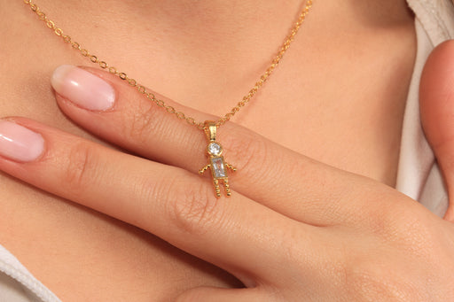 Gold Necklace With Cubic Zirconia Boy Charm