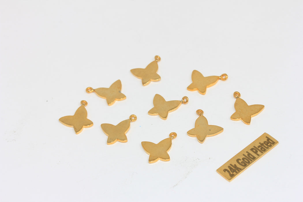 Ciondolo a forma di farfalla in oro lucido 24k da 12 mm, pendente a forma di farfalla, BRT752