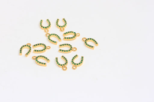 Shiny Gold CZ Horseshoe Charms