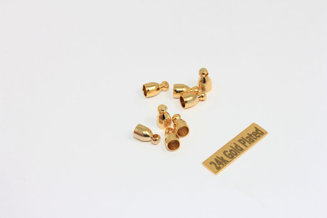 5x9mm 24 Ayar Parlak Altın Uç Kapakları, İç 4 mm, Boncuk Kapakları, BRT780