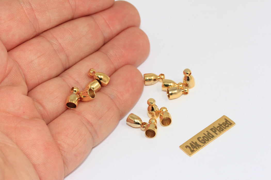 5x9mm 24 Ayar Parlak Altın Uç Kapakları, İç 4 mm, Boncuk Kapakları, BRT780