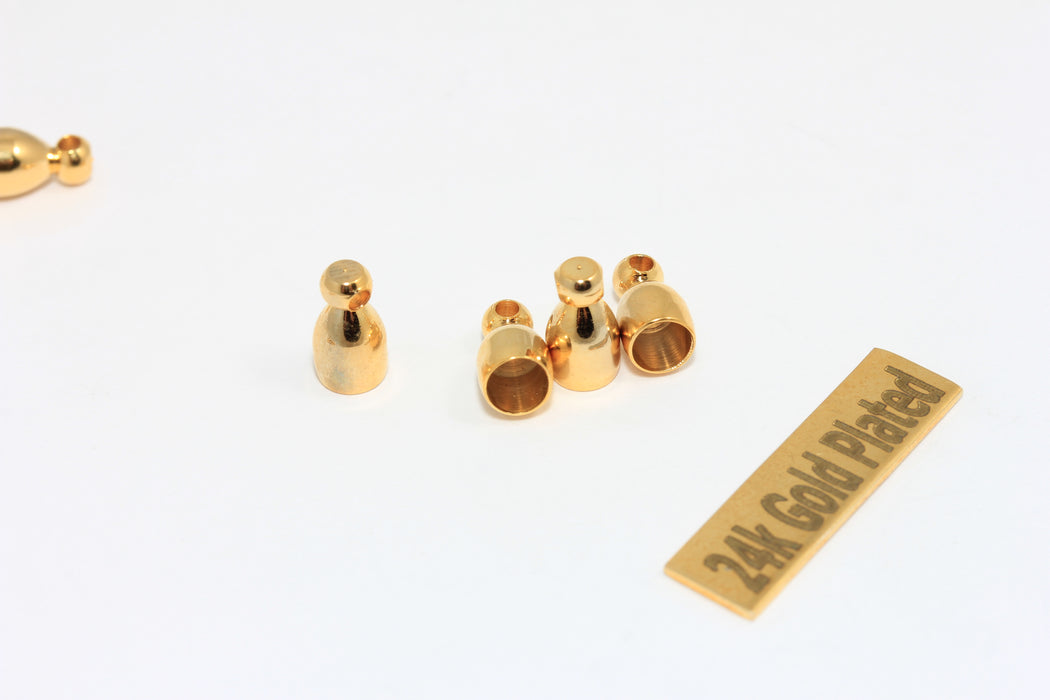 5x9mm 24 Ayar Parlak Altın Uç Kapakları, İç 4 mm, Boncuk Kapakları, BRT780