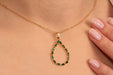 Gold Necklace With Green Baguette Stone Teardrop Pendant