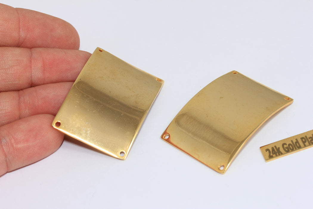 29x42mm 24 Ayar Parlak Altın Kavisli Çubuk, Bilezik Bağlantı Parçası, İsimlik Çubuğu, Damgalama Çubuğu, BRT747