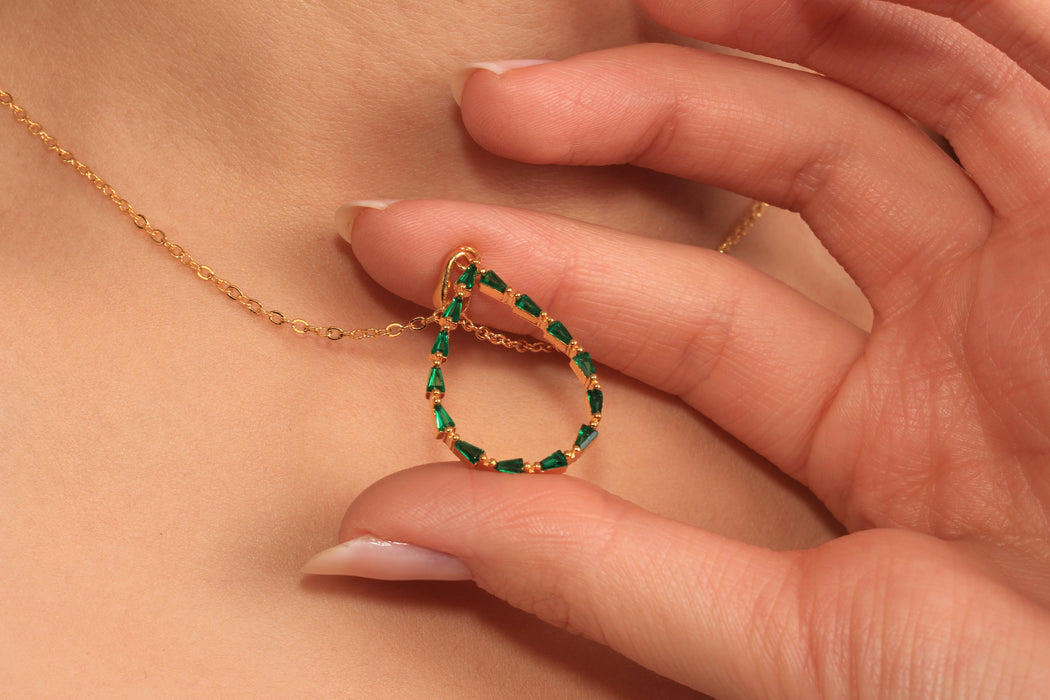 17'' 24 Ayar Parlak Altın Kalp Kolye, Kırmızı Mineli Kalp Kolye,