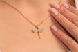 Gold Necklace With Cubic Zirconia Dragonfly Charm