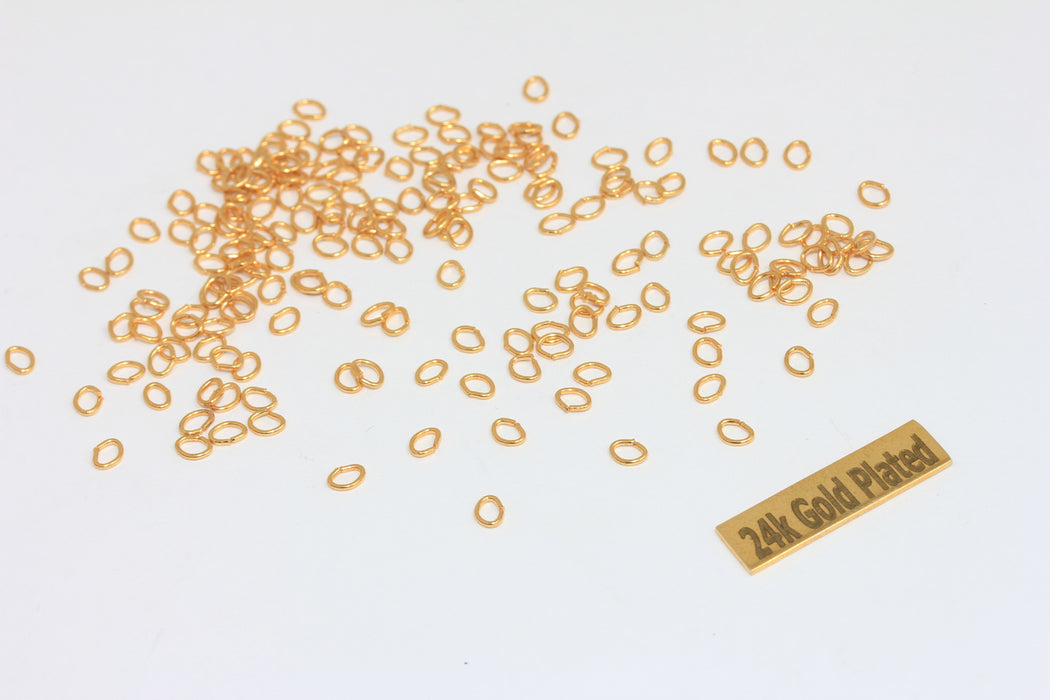 4 mm 23 Ölçü 24 Ayar Parlak Altın Oval Zıplama Halkaları, Açık Zıplama BRT733