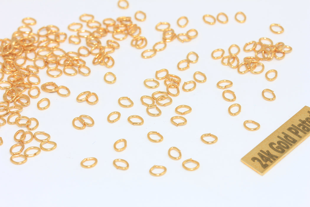 4 mm 23 Ölçü 24 Ayar Parlak Altın Oval Zıplama Halkaları, Açık Zıplama BRT733