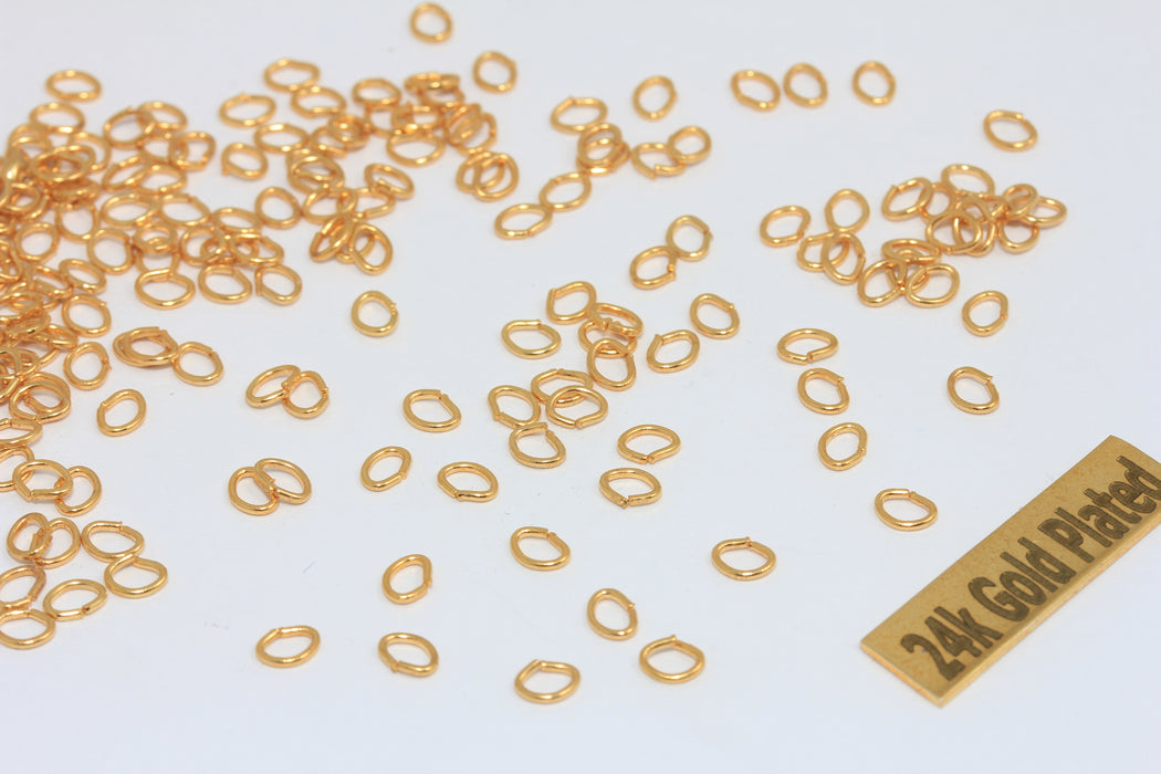 4 mm 23 Ölçü 24 Ayar Parlak Altın Oval Zıplama Halkaları, Açık Zıplama BRT733