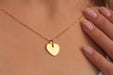 Gold Necklace With Mini Heart Disc Charm