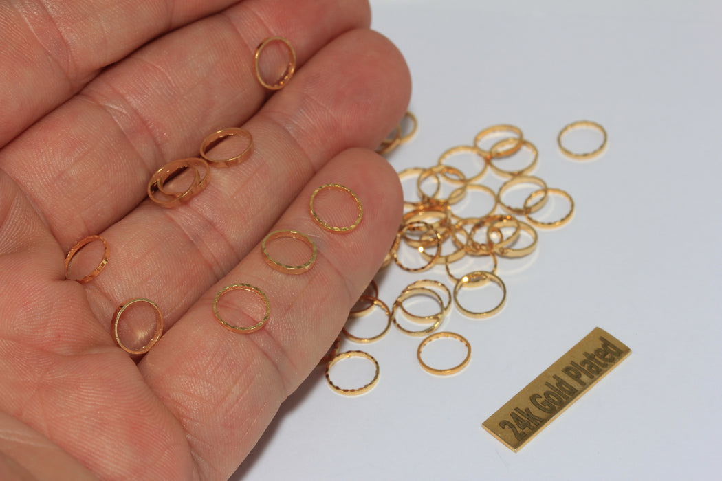 8 mm 24 Ayar Parlak Altın Kapalı Yüzük, Bağlantı Parçaları, Daire, BRT730