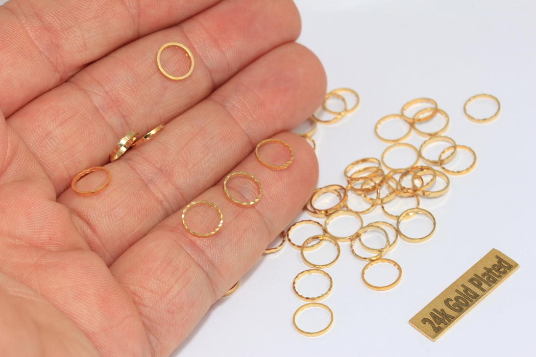 8 mm 24 Ayar Parlak Altın Kapalı Yüzük, Bağlantı Parçaları, Daire, BRT730
