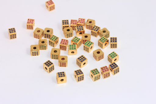 Shiny Gold Cube Beads