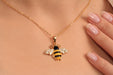 Gold Necklace With Enamel Bee Pendant