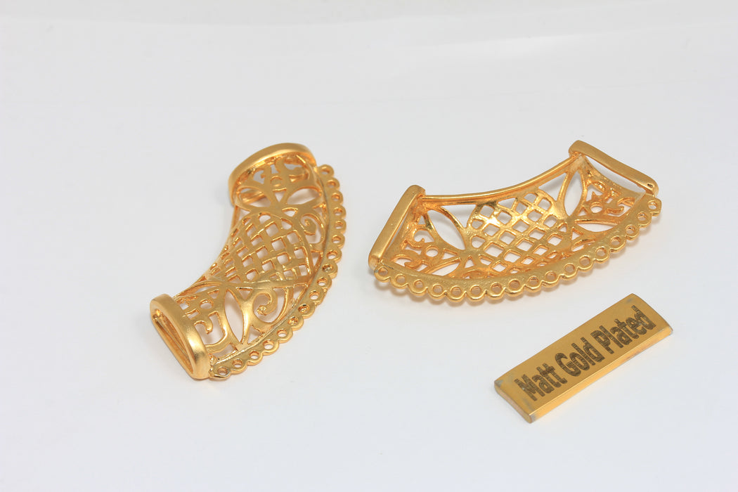 20x47mm 24k Shiny Gold Pendant Bail, Collar Tubes, Choker Settings, Filigree Pendant Bail, BRT725