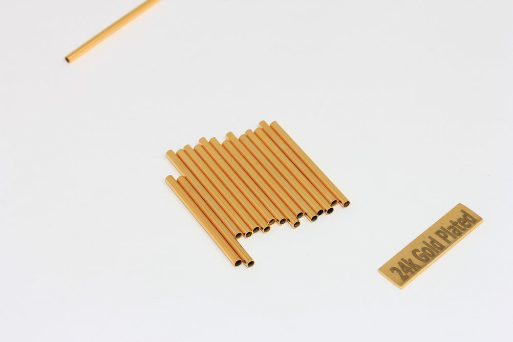 2x30mm 24k Shiny Gold Tubes, Tube Beads, Long Tube , BRT724