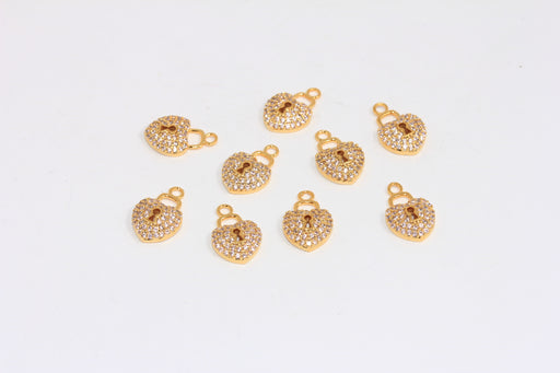 Shiny Gold Heart Lock Charms