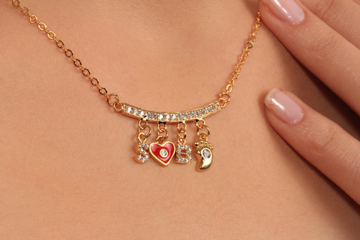 Gold Necklace With Cubic Zirconia Charms