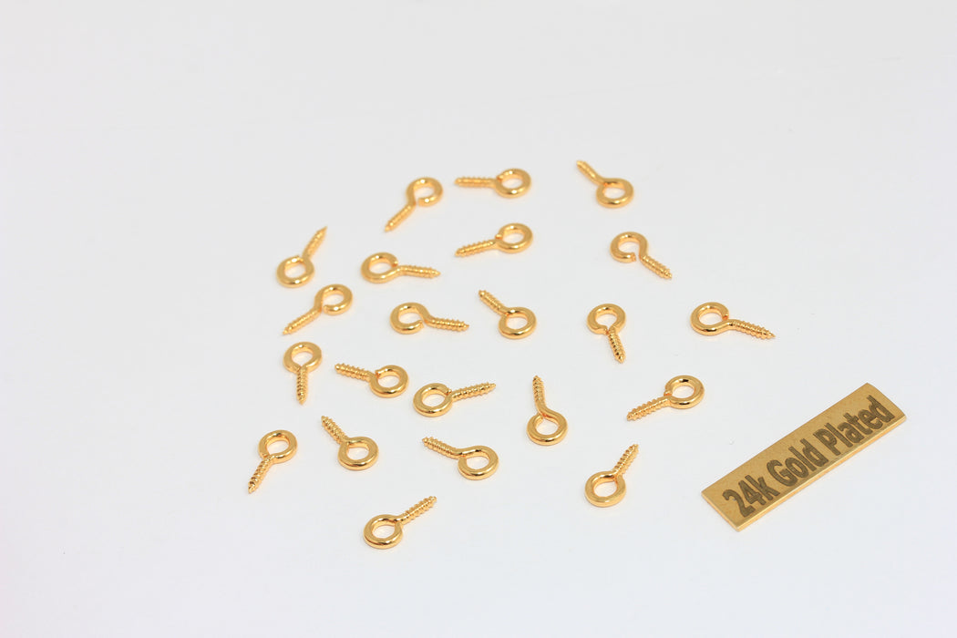 Perno con occhiello in oro lucido 24k 5x10 mm, vite per perno con occhiello, creazione di gioielli, BRT721