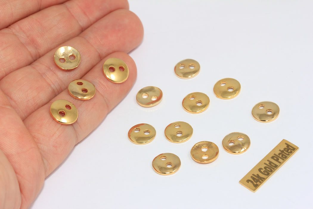 10 mm 24 Ayar Parlak Altın Düğme Takıları, Düğme Bağlantı Parçaları BRT720