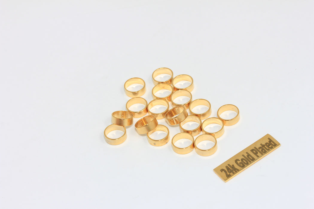 Anello chiuso in oro lucido 24k 3x8 mm, connettori, cerchio, BRT719