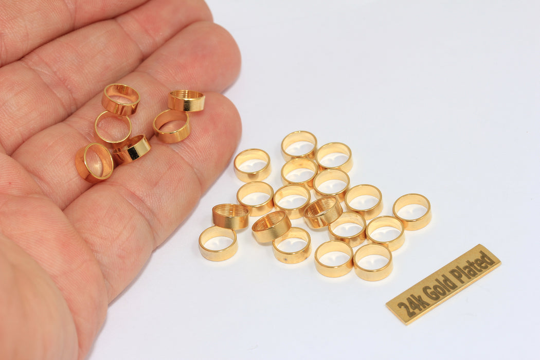 Anello chiuso in oro lucido 24k 3x8 mm, connettori, cerchio, BRT719