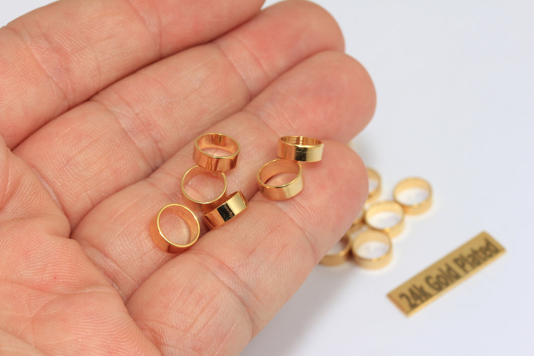 Anello chiuso in oro lucido 24k 3x8 mm, connettori, cerchio, BRT719