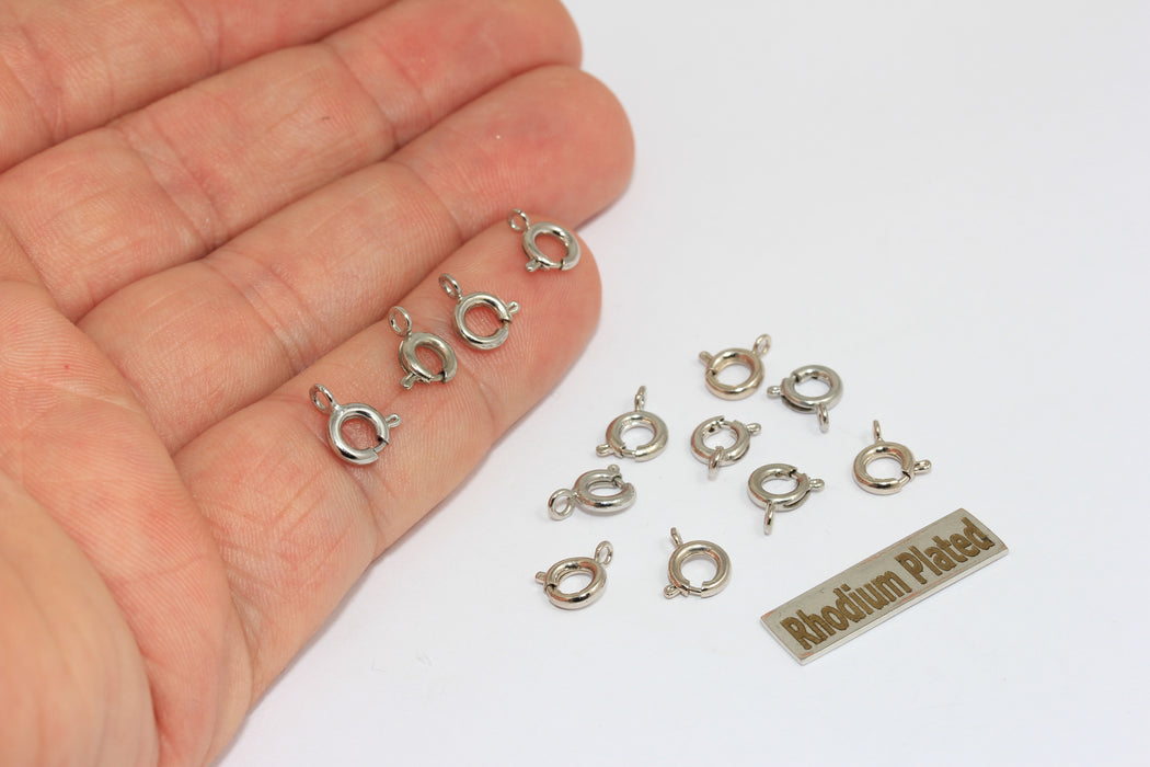 6 mm Rodyum Kaplama Yaylı Toka, Yuvarlak Toka, Halkalar, BRT717