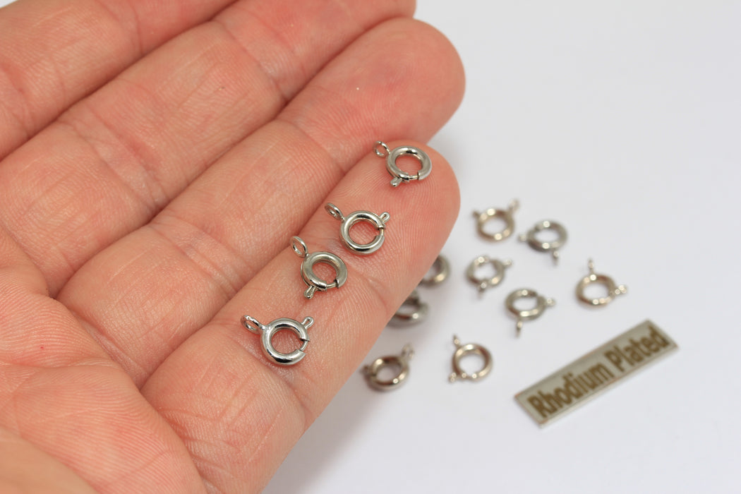 6 mm Rodyum Kaplama Yaylı Toka, Yuvarlak Toka, Halkalar, BRT717