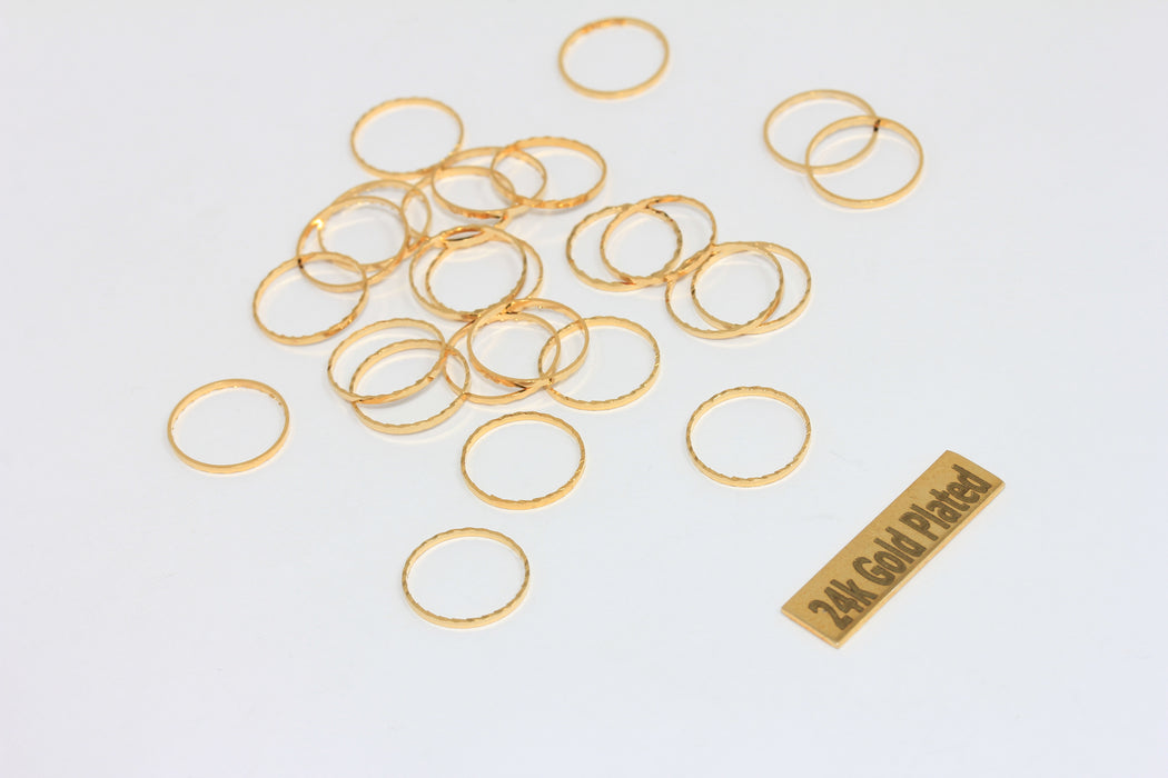 12mm 24k Shiny Gold Closed Ring, Connectors, Circle Ring,  BRT713