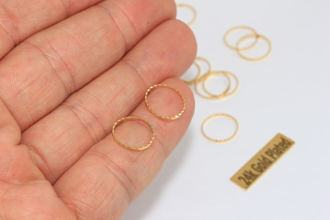 12mm 24k Shiny Gold Closed Ring, Connectors, Circle Ring,  BRT713
