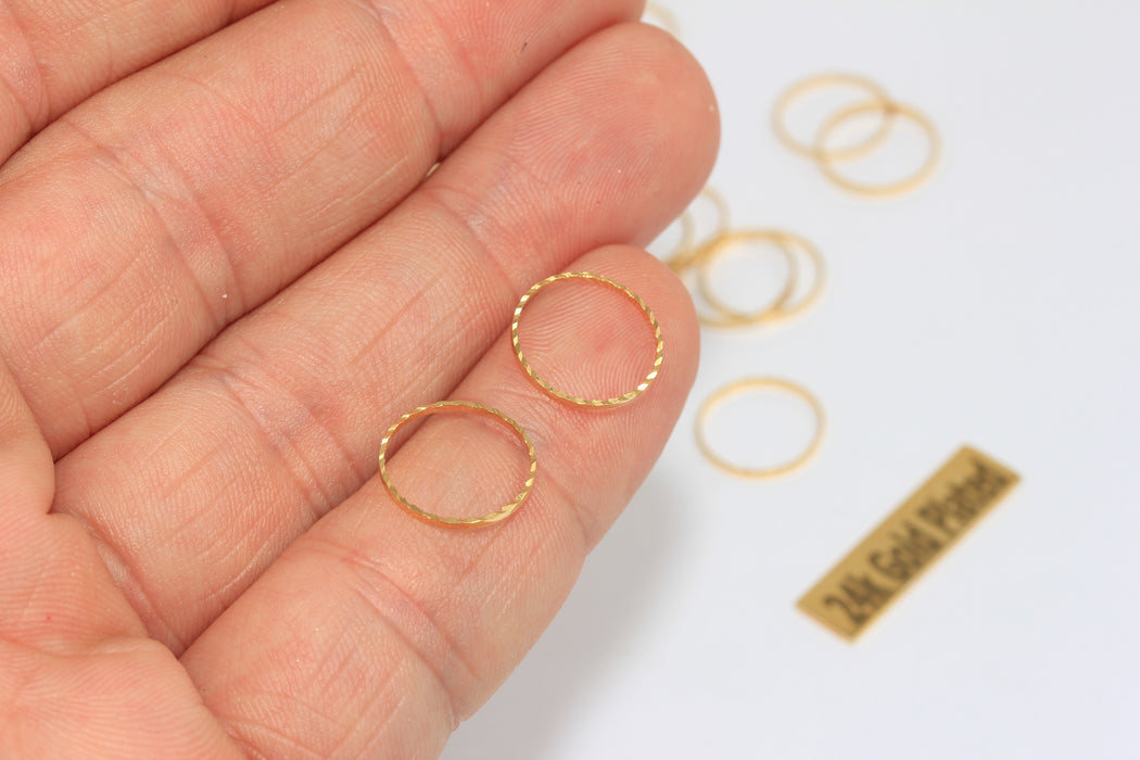 12mm 24k Shiny Gold Closed Ring, Connectors, Circle Ring,  BRT713