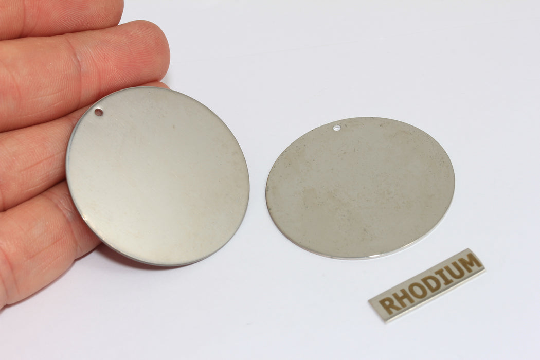 40mm Rhodium Plated Disc, Stamping Blank, Personalized BRT793