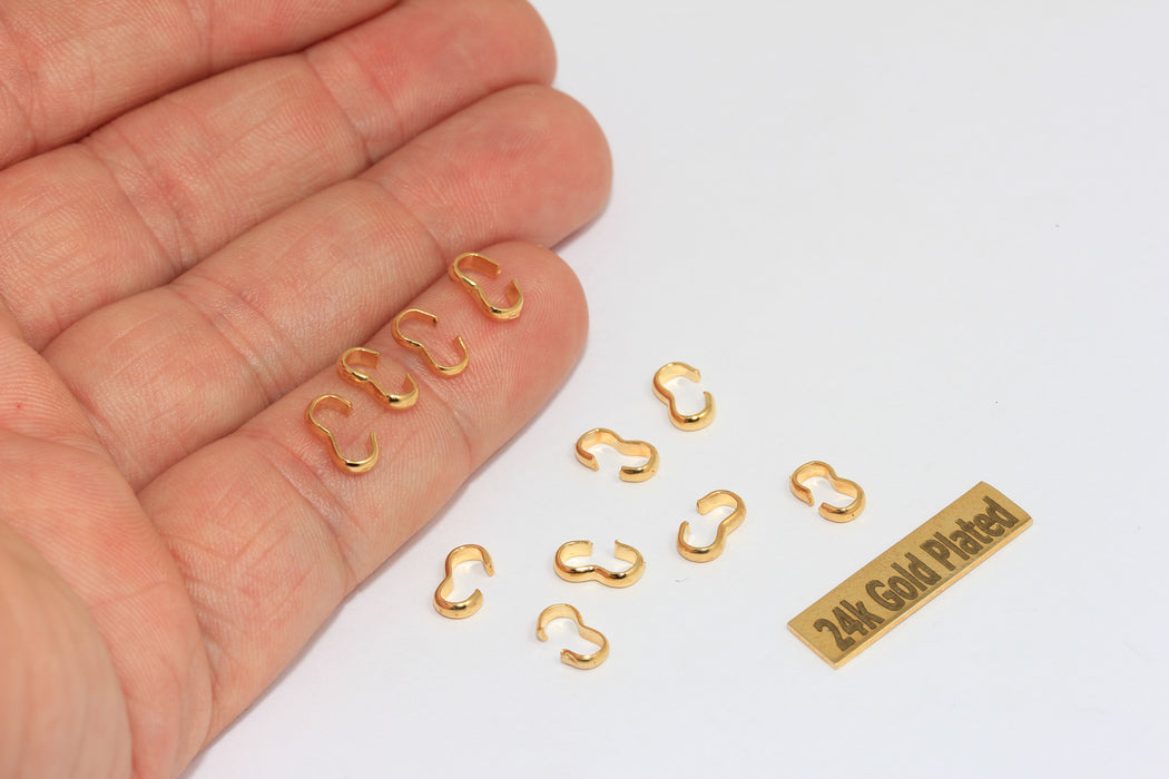 4x8mm 24 Ayar Parlak Altın Bağlantı Parçası, Bağlantı Boncukları, BRT778
