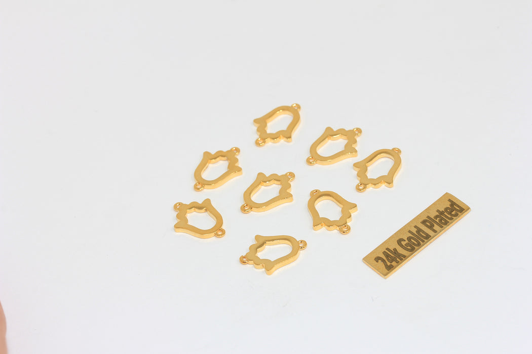 Ciondoli Hamsa in oro lucido 24k da 10x14 mm, perline a forma di mano di Fatima a due fori, BRT767
