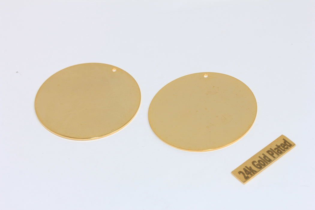 40mm 24k Shiny Gold Disc, Stamping Blank, Personalized Disc Charms, BRT763